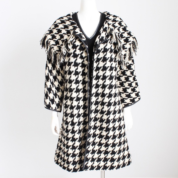 Bonnie Cashin Jacket and Skirt Set Houndstooth Boucle Fringe 2pc Suit Shawl Coll - Picture 5 of 11
